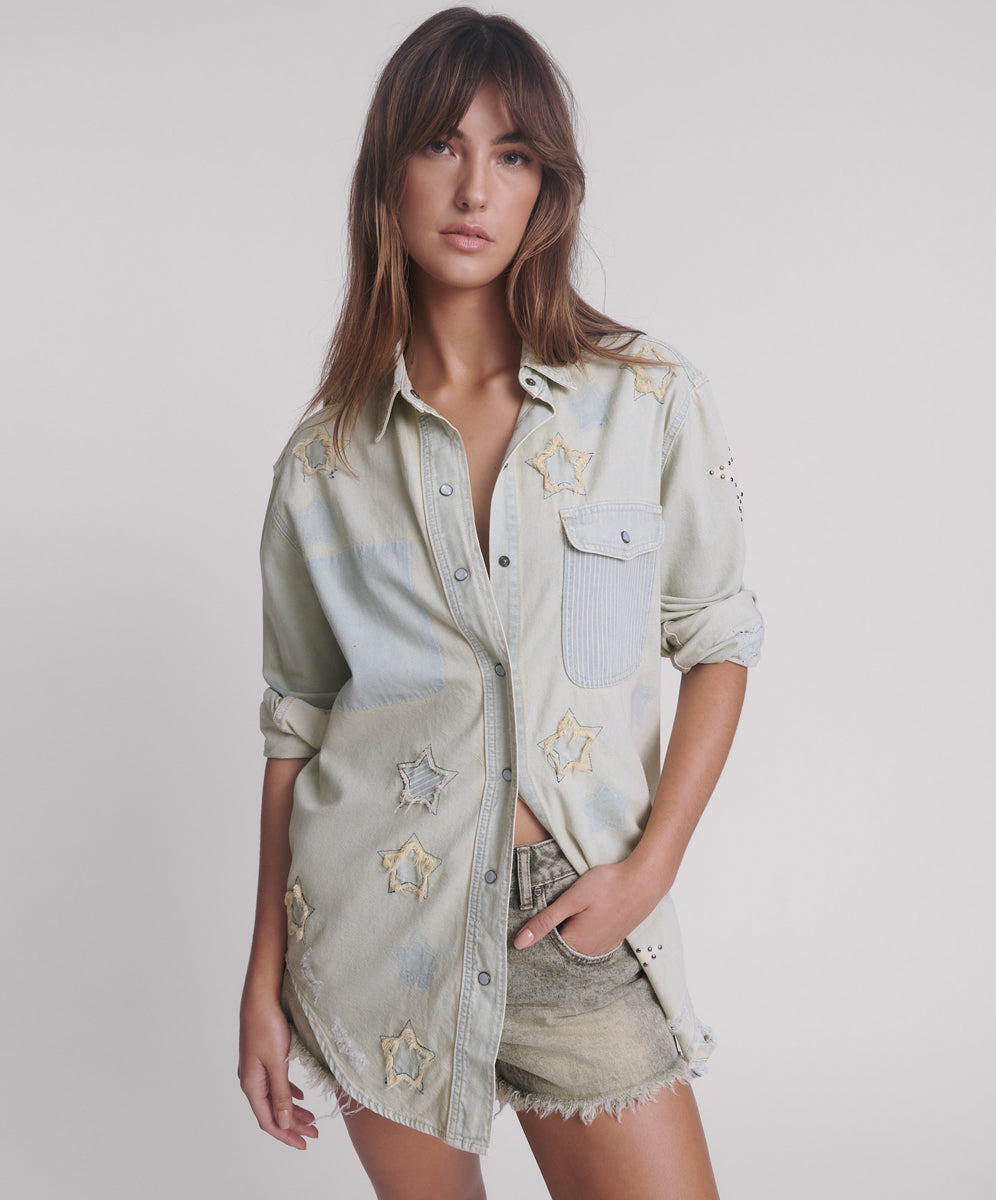 Women's Denim Tops Online Everyday Denim Shirt - Sundae Star