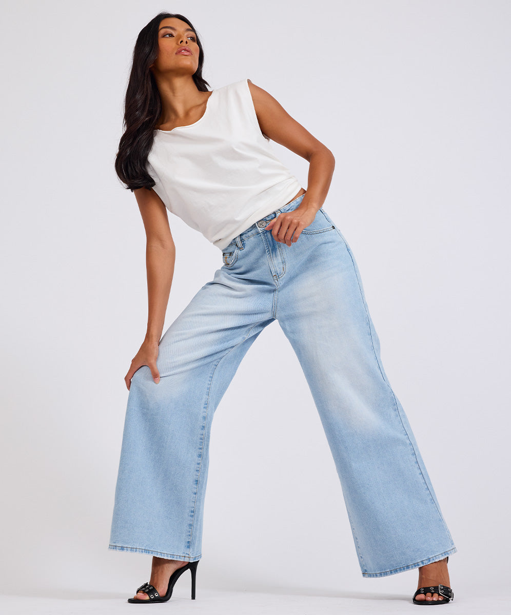 【andmary】heart hip wide denim Heart hip wide denim