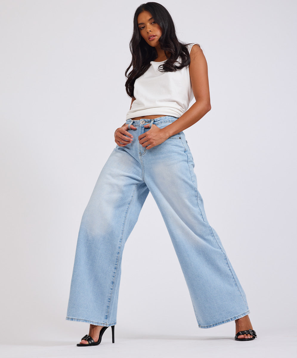 【andmary】heart hip wide denim Heart hip wide denim