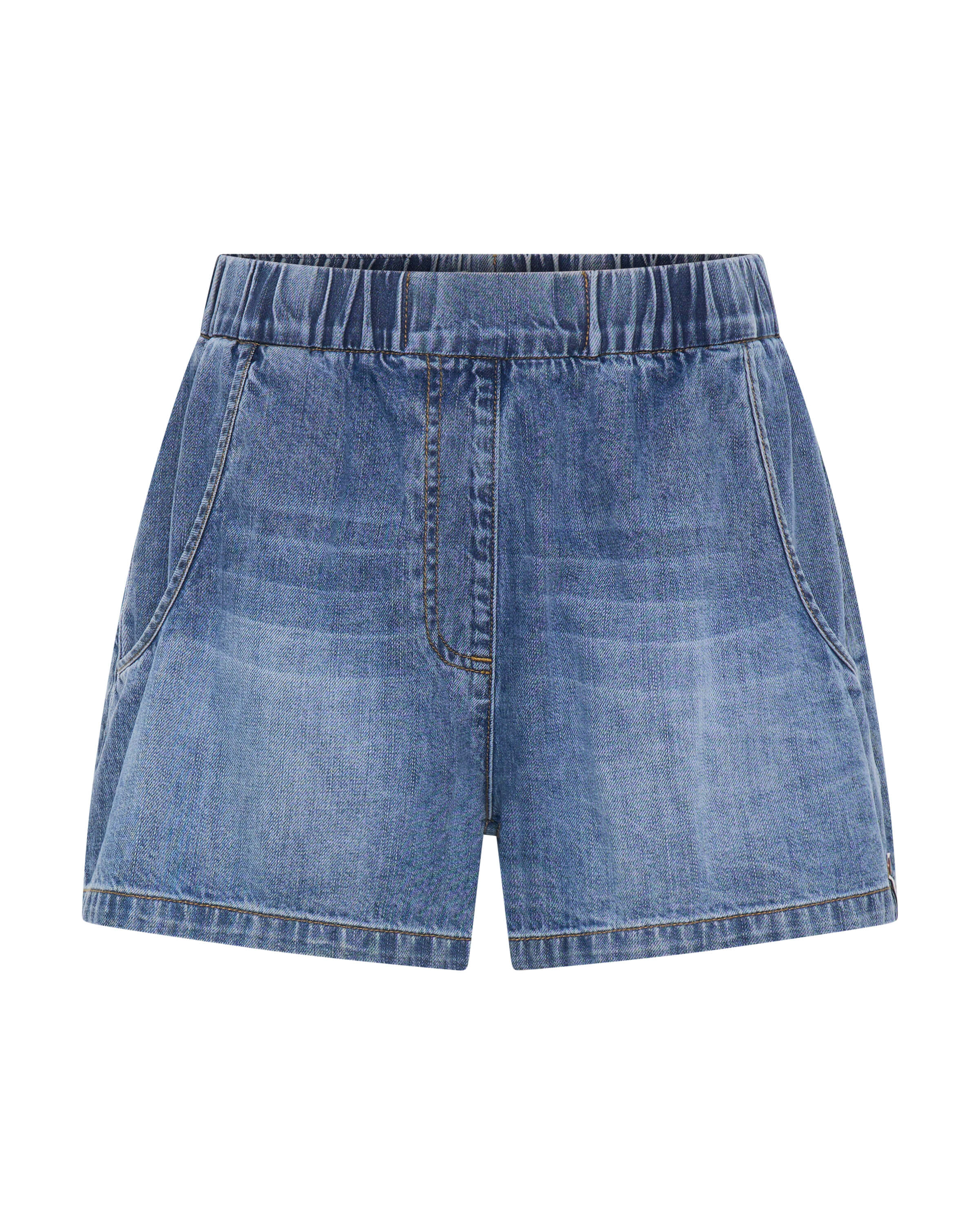 Funks High Waist Elasticated Flippy Denim Shorts - Blue Love | One