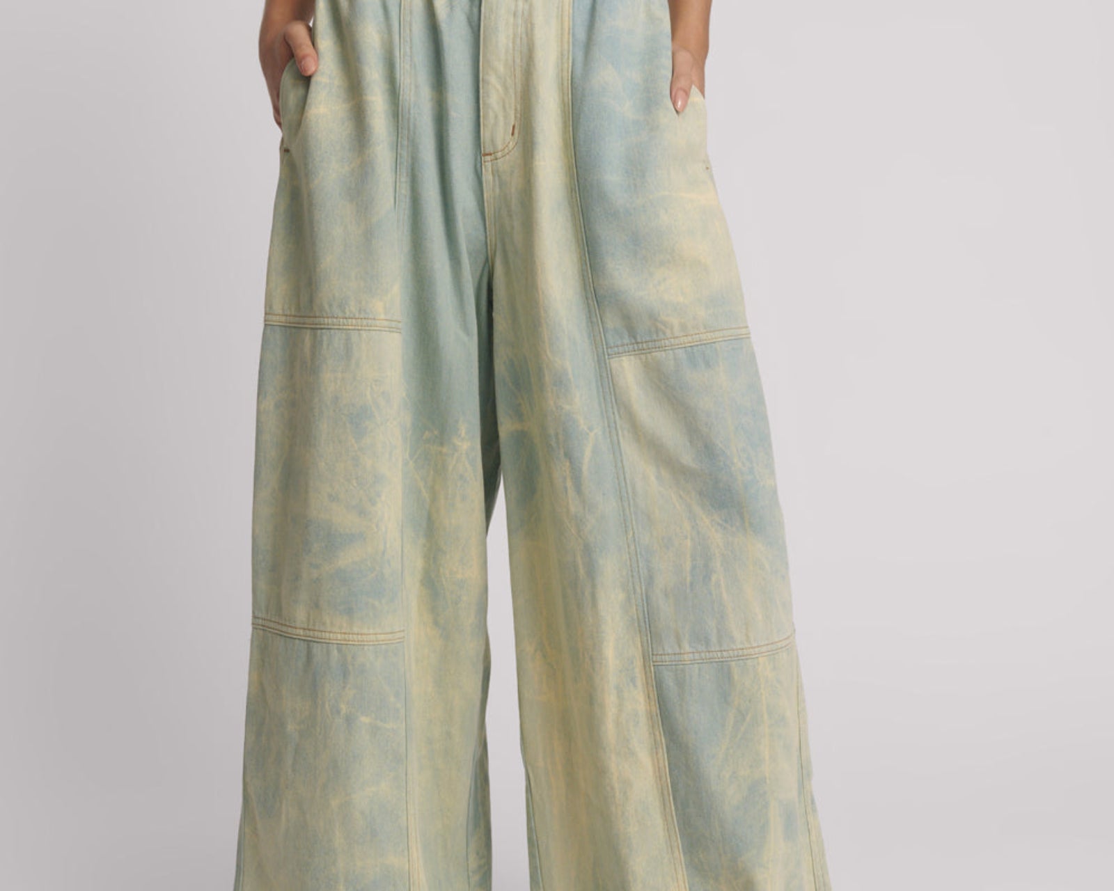 Palazzo Mid Waist Denim Jeans - Aruba Sky Blue