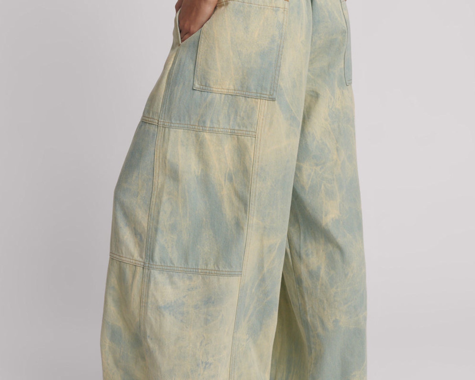Palazzo Mid Waist Denim Jeans - Aruba Sky Blue