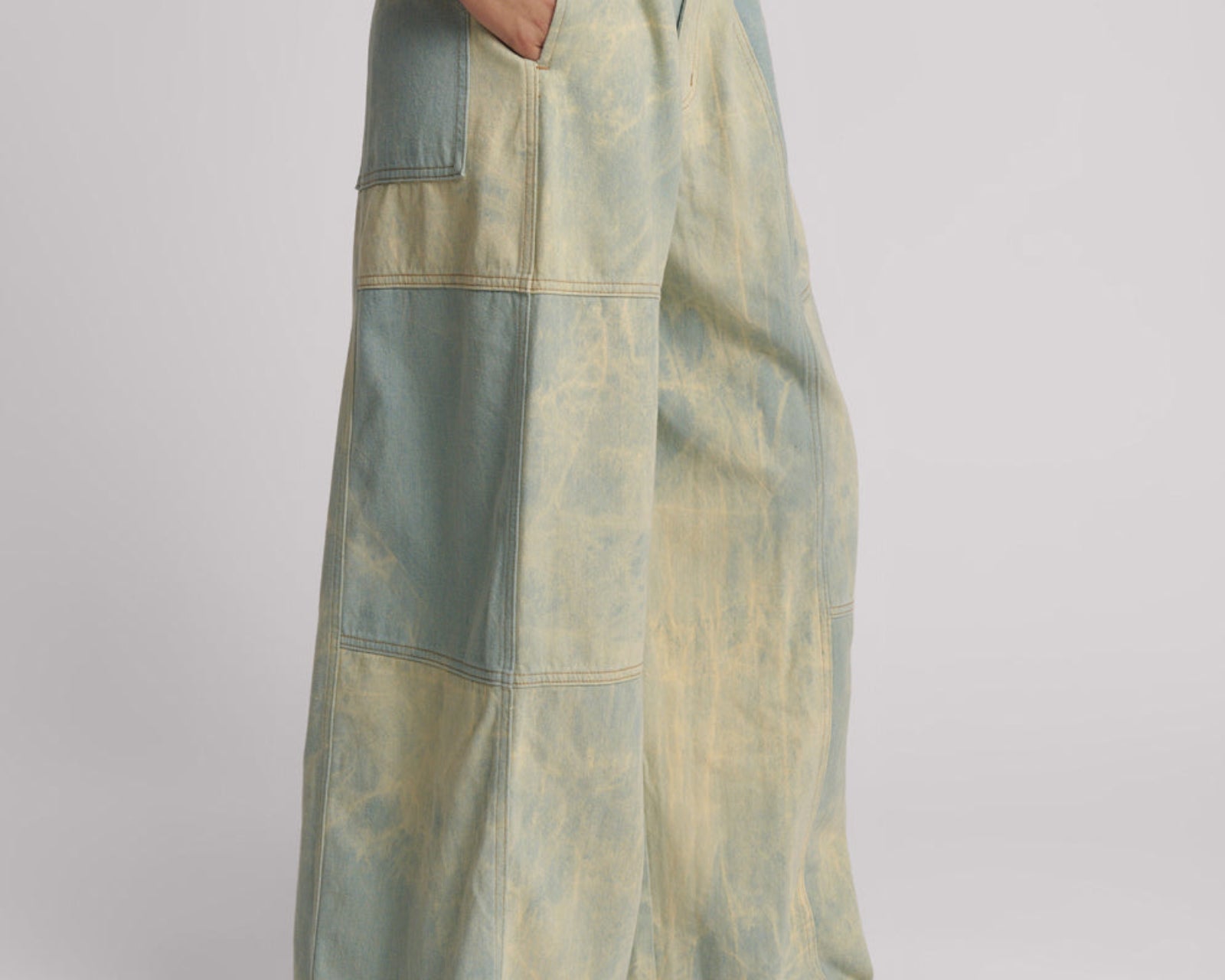 Palazzo Mid Waist Denim Jeans - Aruba Sky Blue