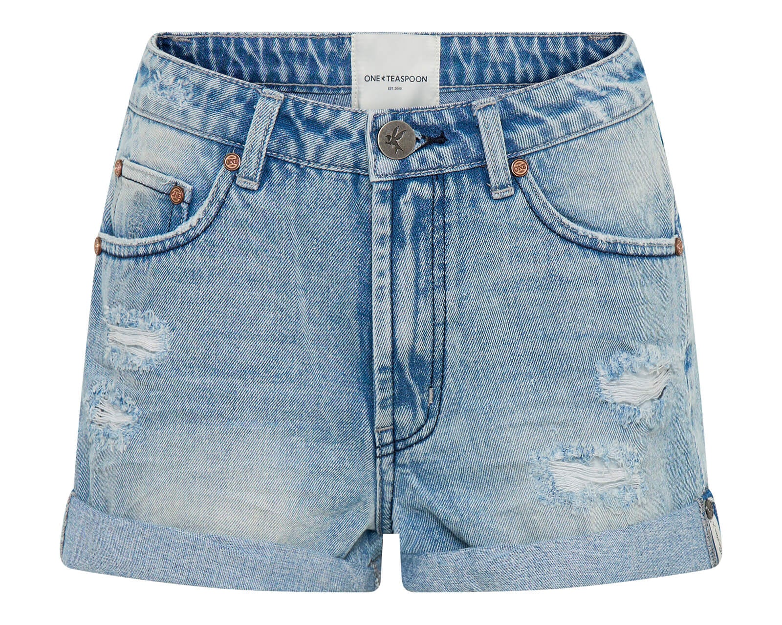 Bandits Low Waist Messed Up Denim Shorts - Salty Dog Blue Bandits Low Waist Messed Up Denim Shorts - Salty Dog Blue