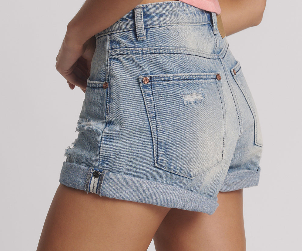 Bandits Low Waist Messed Up Denim Shorts - Salty Dog Blue Bandits Low Waist Messed Up Denim Shorts - Salty Dog Blue