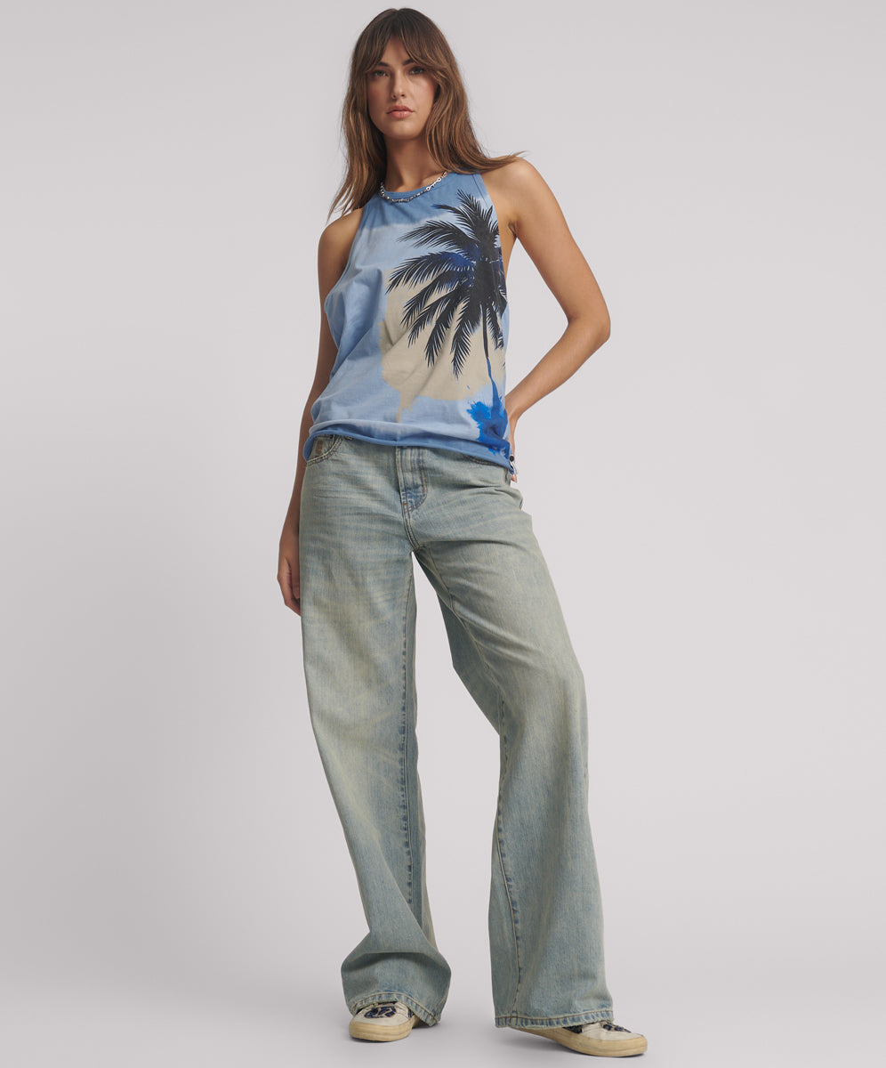 Products Low Riders Low Waist Wide Leg Denim Jeans - Sunkissed Blue