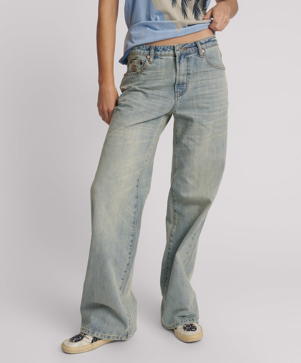 Products Low Riders Low Waist Wide Leg Denim Jeans - Sunkissed Blue