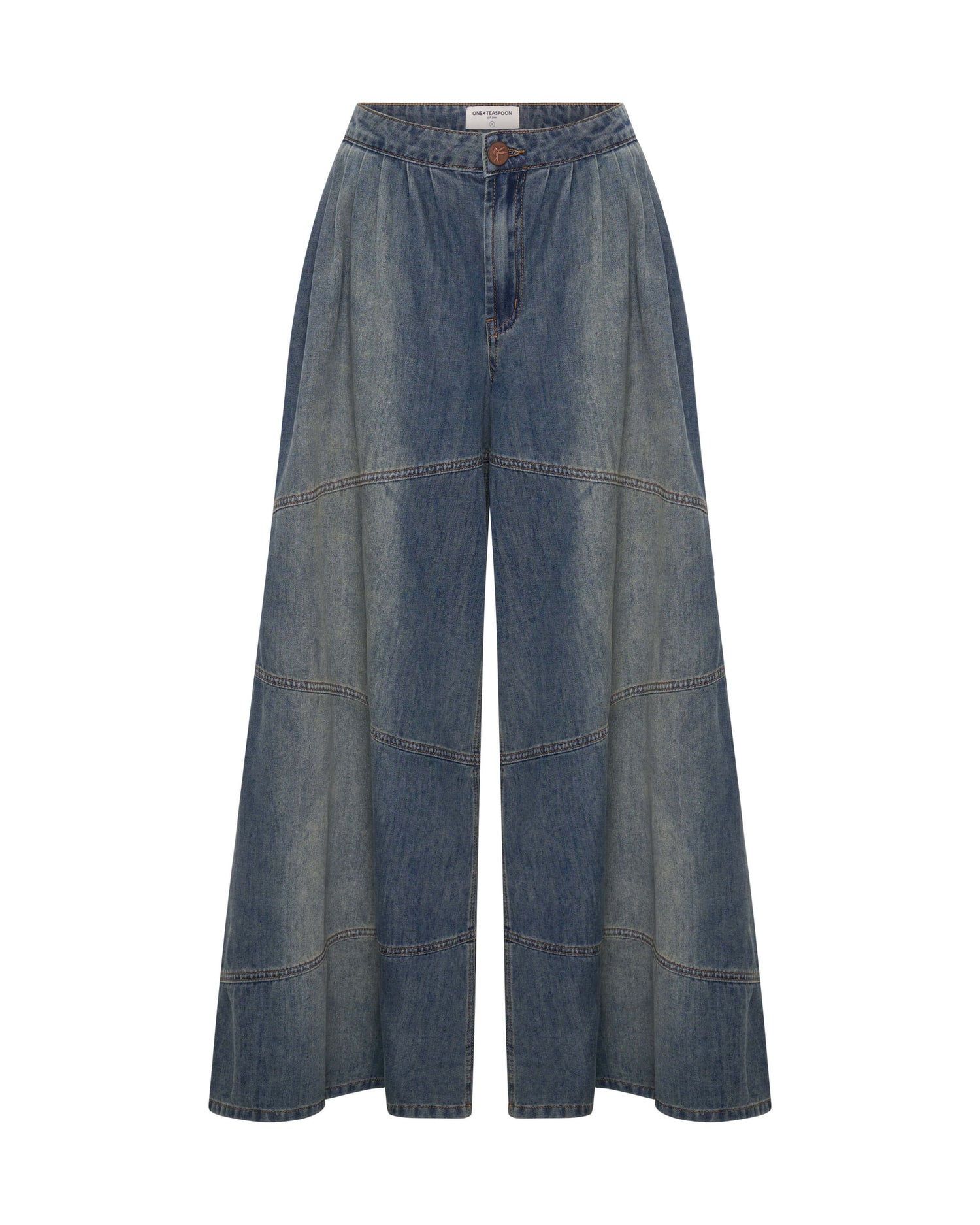 Outlet Daddios Low Waist Super Wide Leg Denim Jeans - Blue Sand