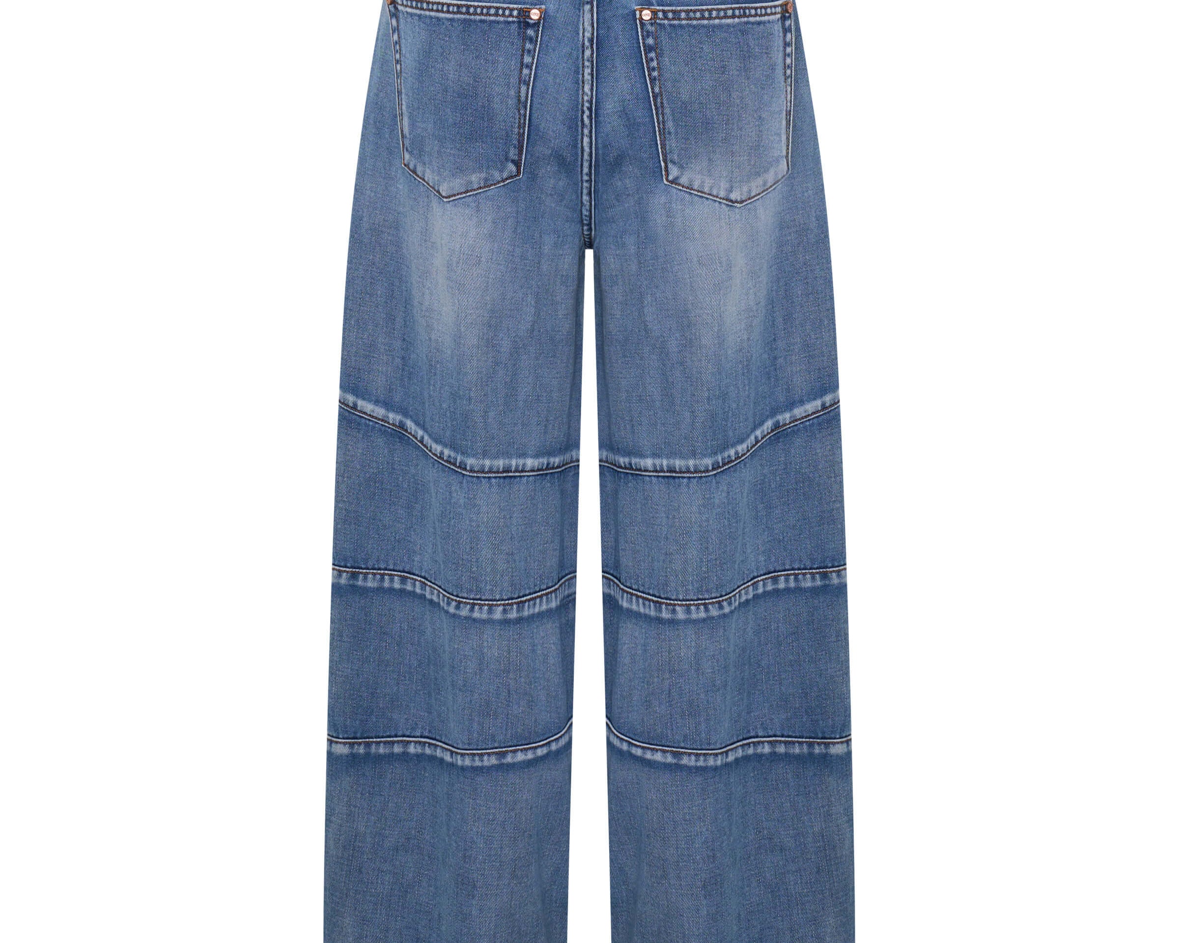Barrel Mid Waist Wide Leg Denim Jeans - Blue Summer