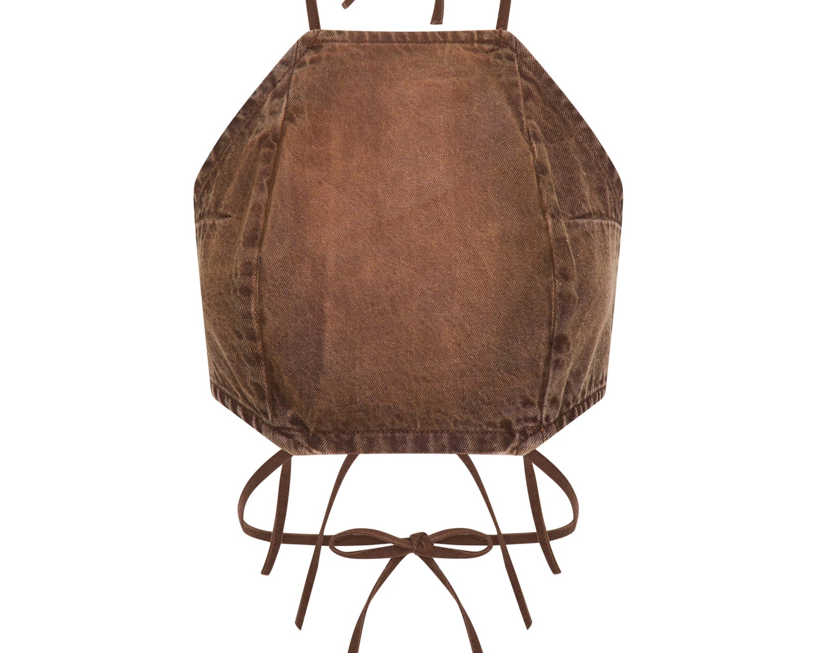 Denim Cowgirl Backless Crop Top - Ranch Brown