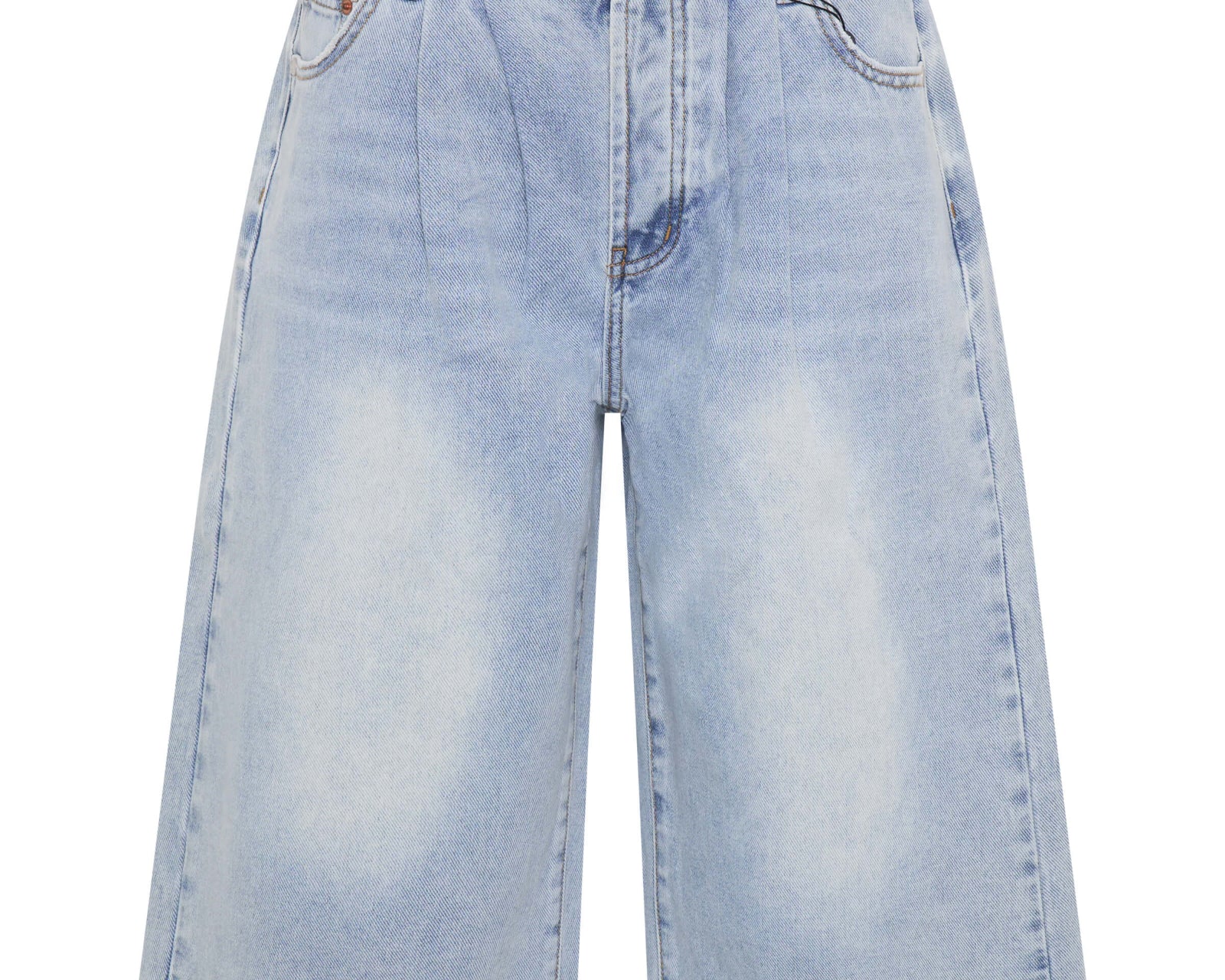 Beastie Low Waist Wide Leg Denim Jorts - Soft Blue