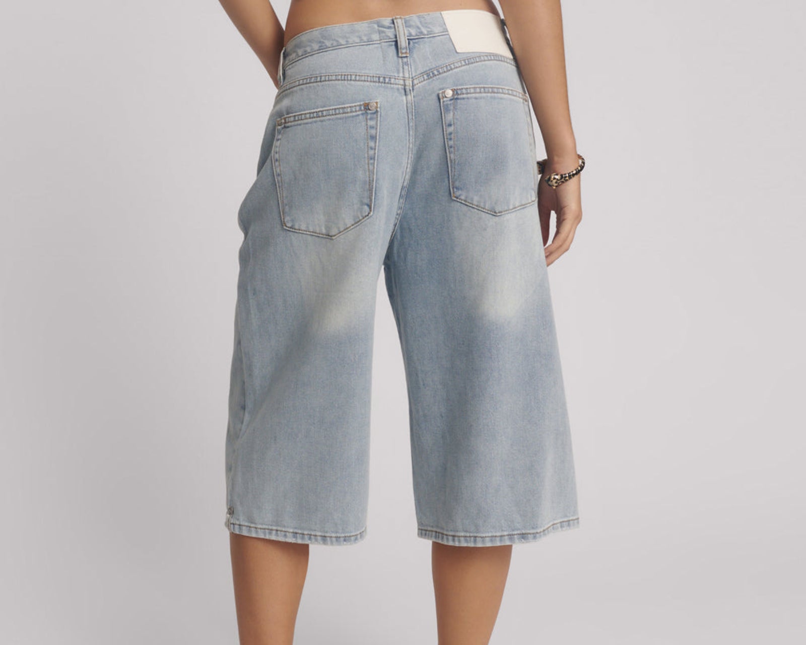 Beastie Low Waist Wide Leg Denim Jorts - Soft Blue