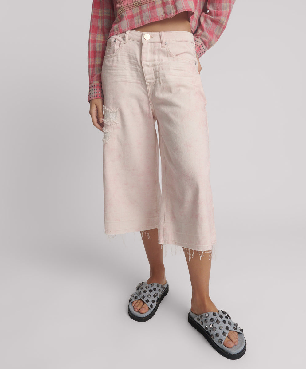 Women's Super Long Length Denim Shorts 720'S Mid Waist Super Long Length Shorts - Young Love