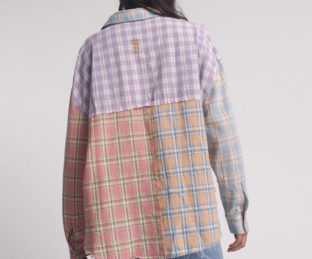 Patchwork Cotton Check Shirt - Checked Print
