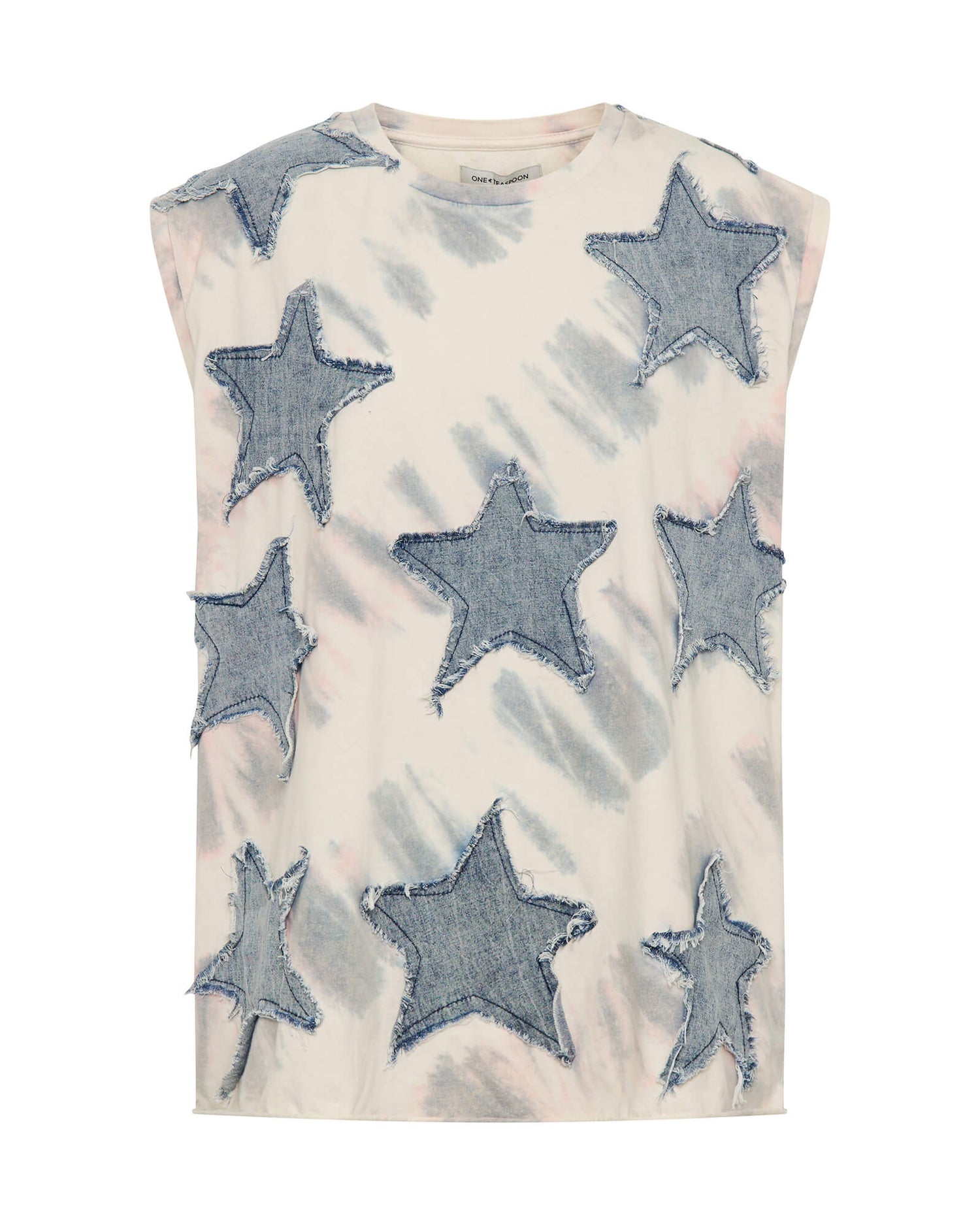 Products Denim Star Tie Dye Oversized Tank Top - Ivory / Blue