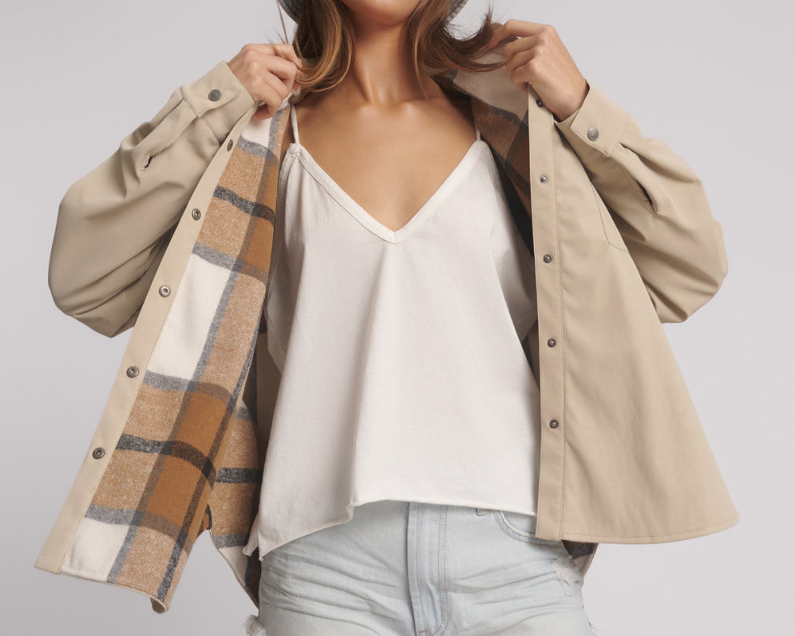 Studded Heart Faux Leather Daria Jacket - Stone