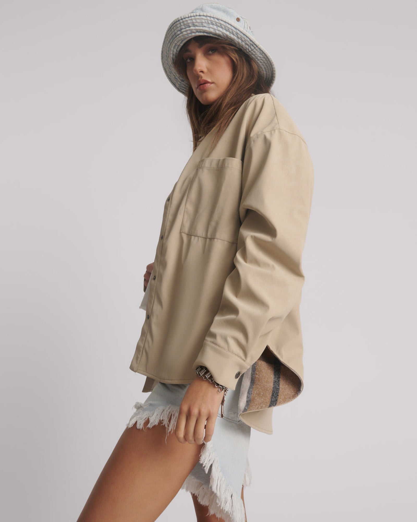 Studded Heart Faux Leather Daria Jacket - Stone | One Teaspoon
