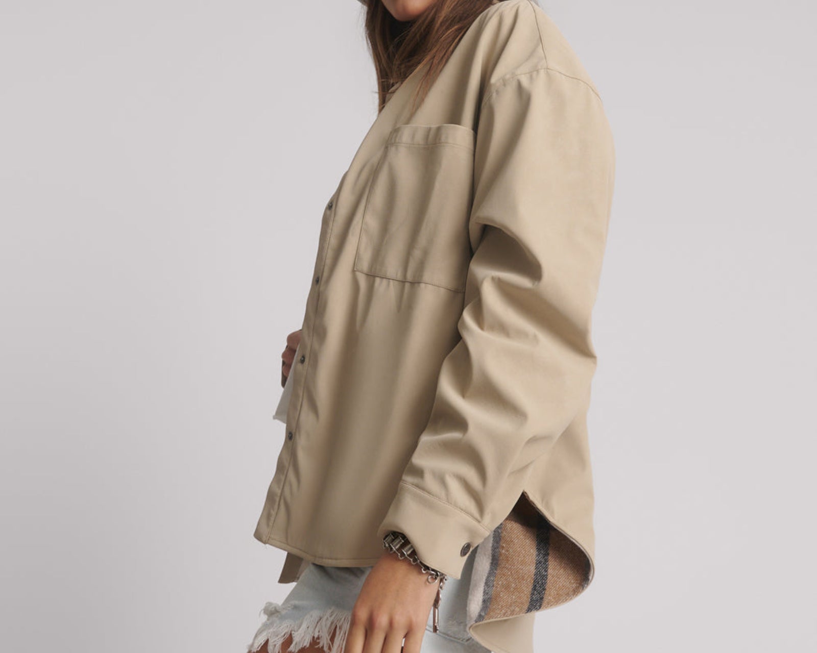 Studded Heart Faux Leather Daria Jacket - Stone