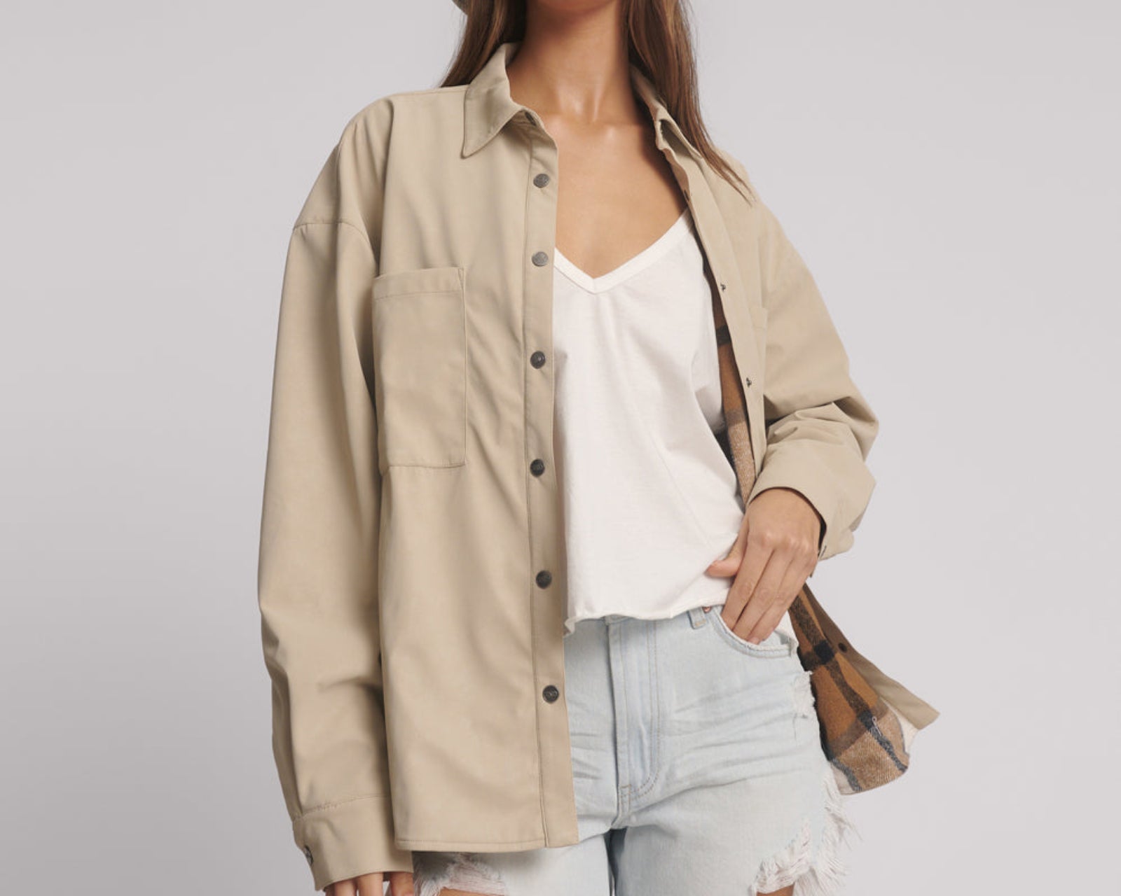 Studded Heart Faux Leather Daria Jacket - Stone
