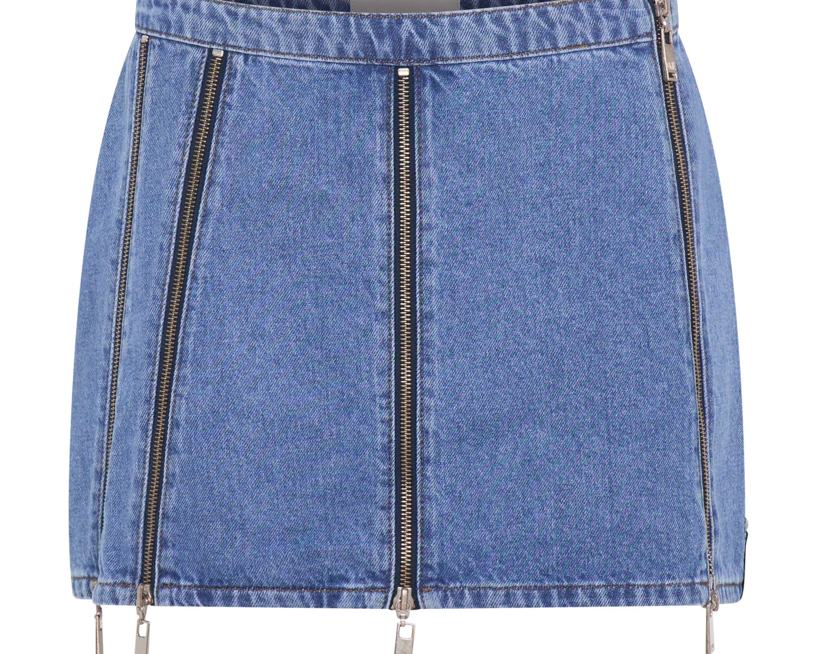 Zip Mid Waist Micro Mini Denim Skirt - Blue Estate