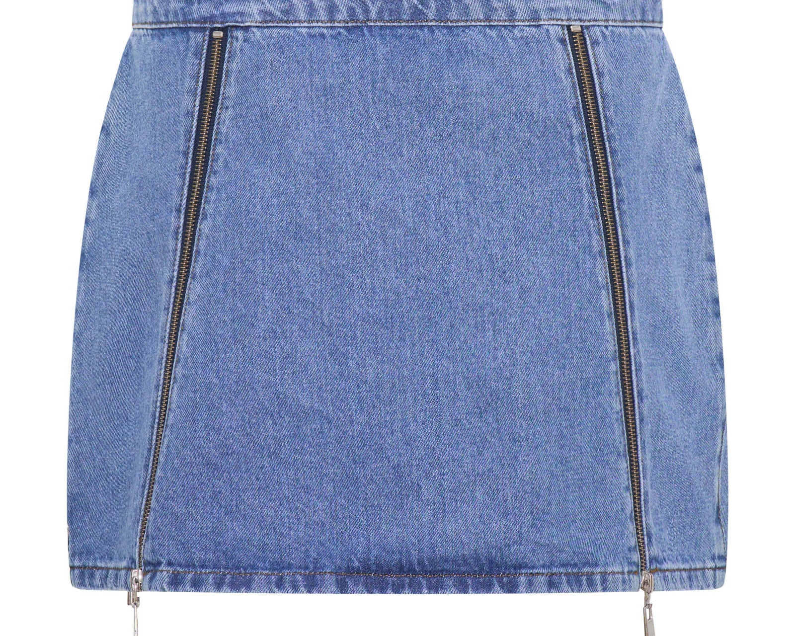 Zip Mid Waist Micro Mini Denim Skirt - Blue Estate