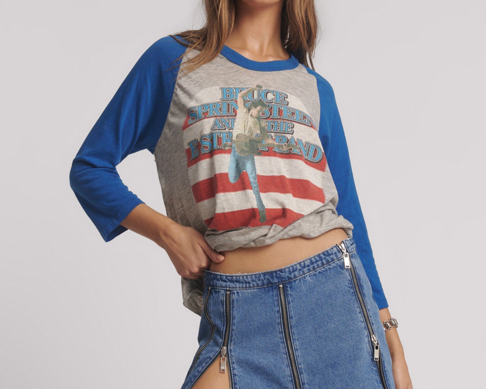 Zip Mid Waist Micro Mini Denim Skirt - Blue Estate