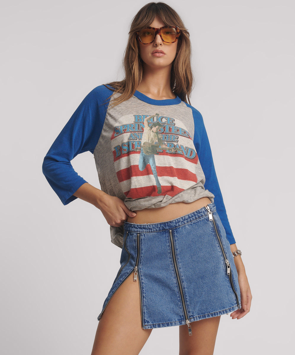 Products Zip Mid Waist Micro Mini Denim Skirt - Blue Estate