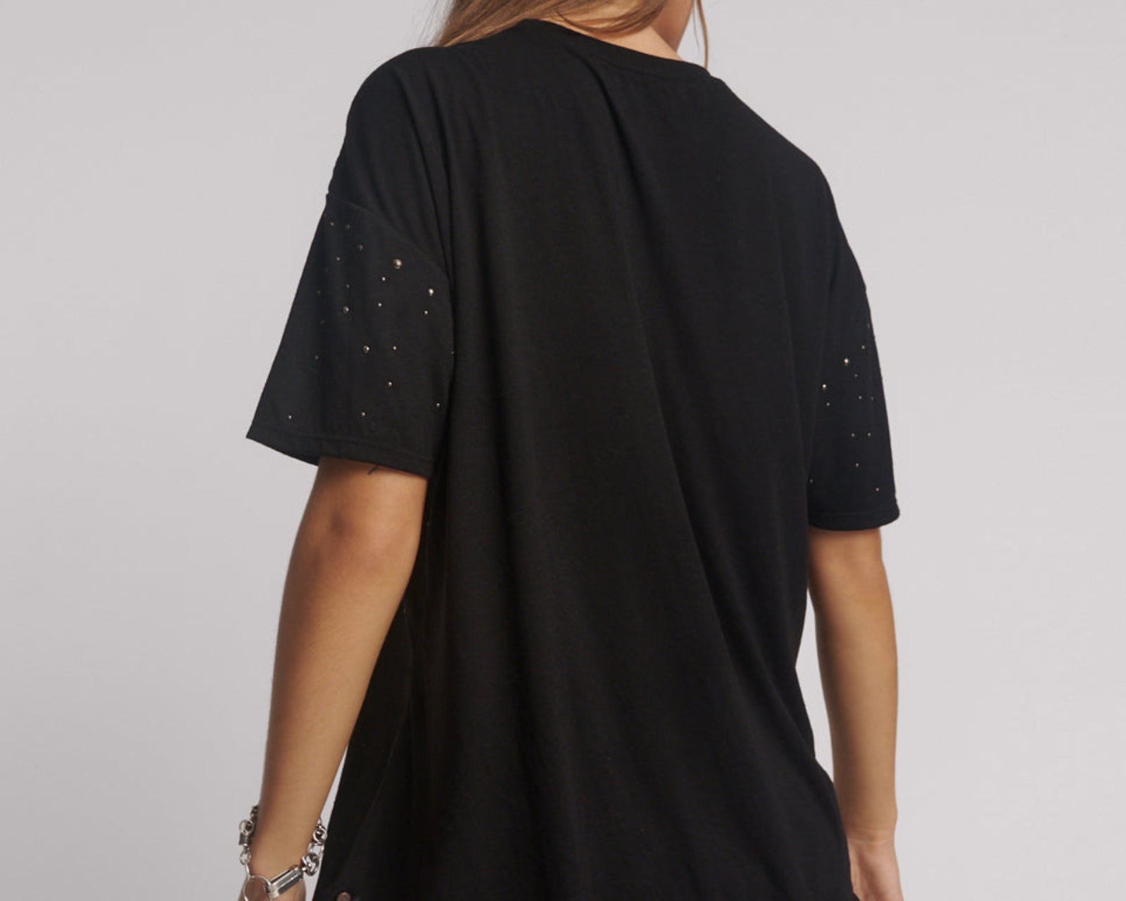 Studded Night Sky Linen Tee - Black