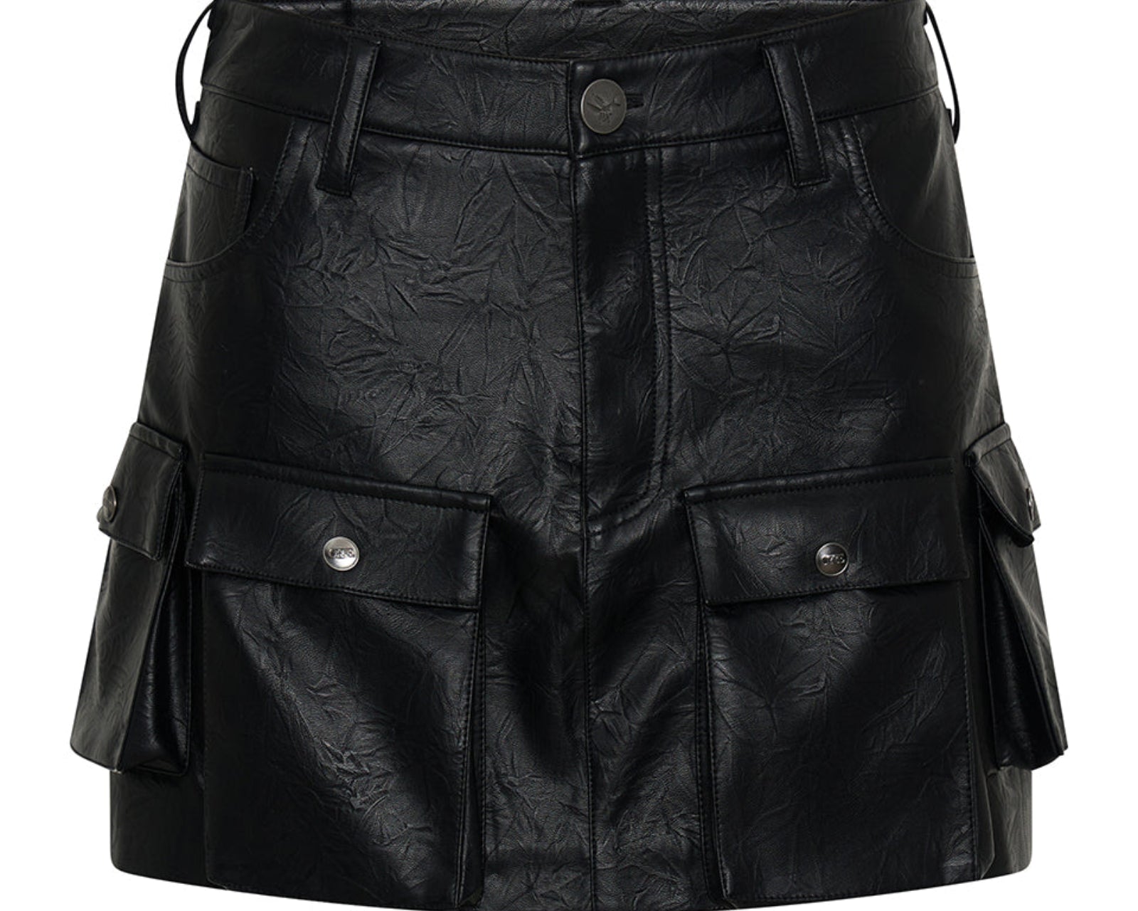 Leather Sloane Cargo Mini Skirt - Black