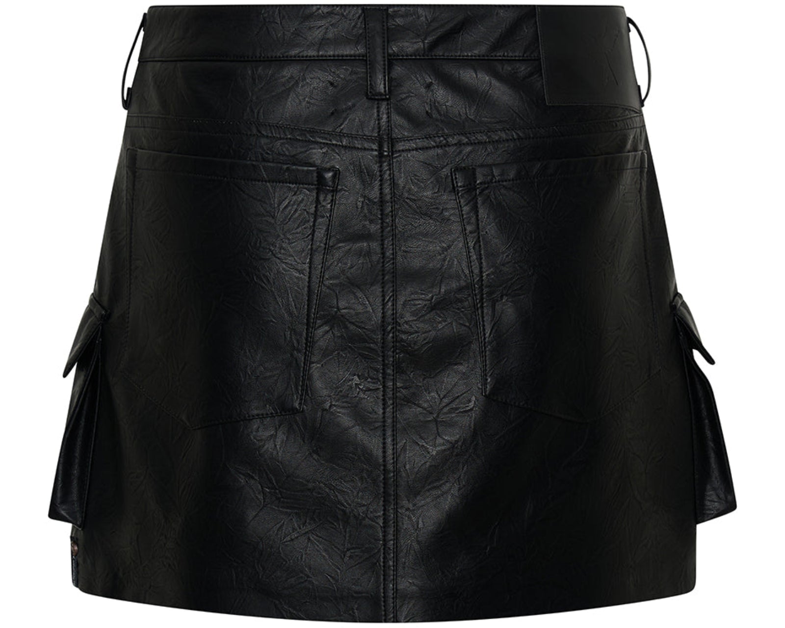 Leather Sloane Cargo Mini Skirt - Black