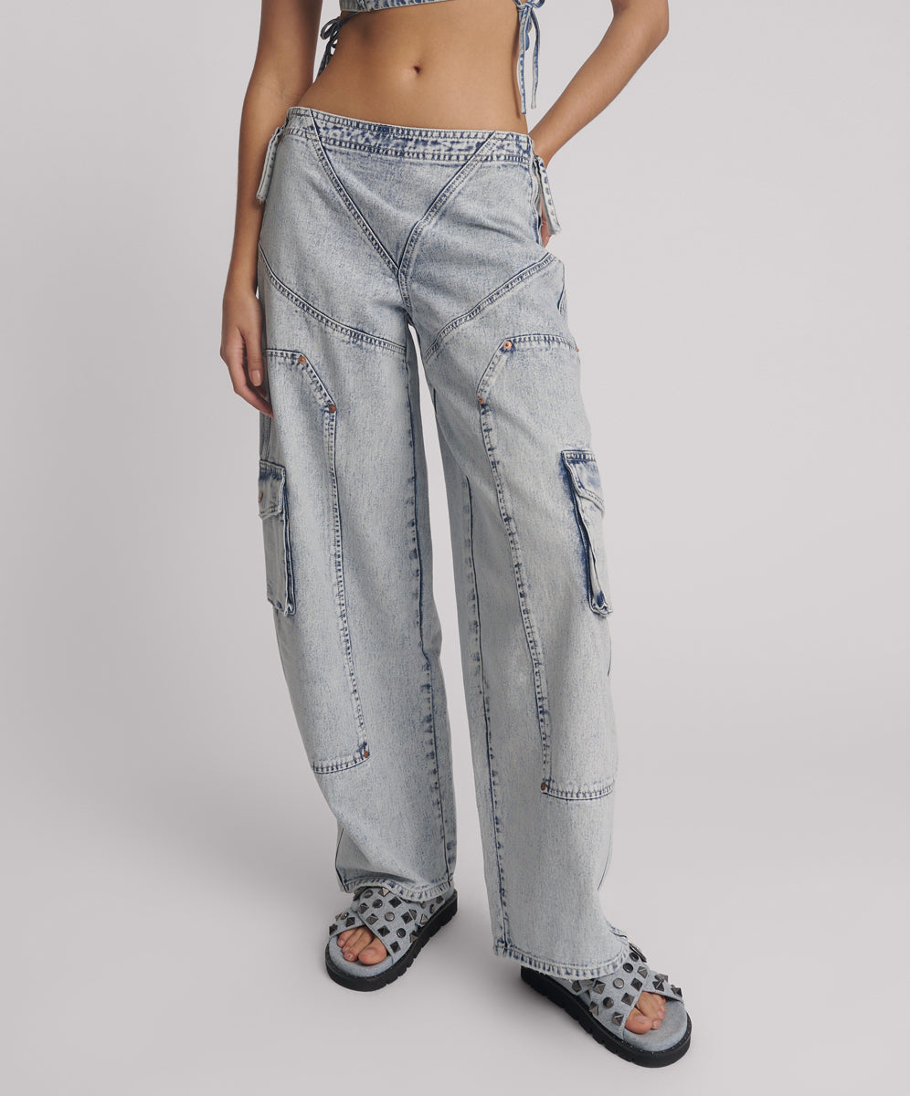 Women's Denim Jeans Ravens High Waist Barrel Leg Denim Jeans  - Bahama Blue