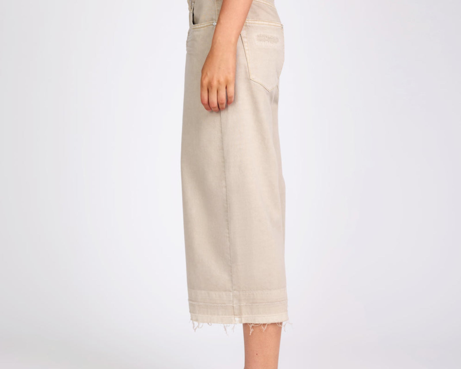 720'S Mid Waist Super Long Length Denim Jorts - Stone