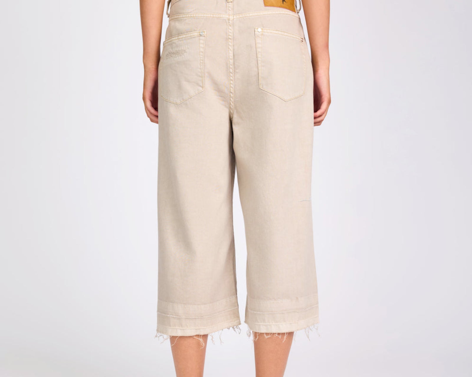 720'S Mid Waist Super Long Length Denim Jorts - Stone