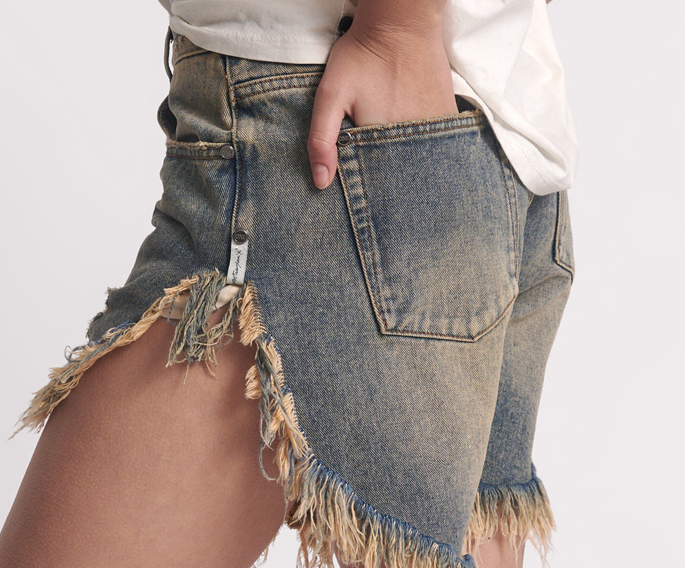 Frankies Long Length Denim Shorts - Old Blue