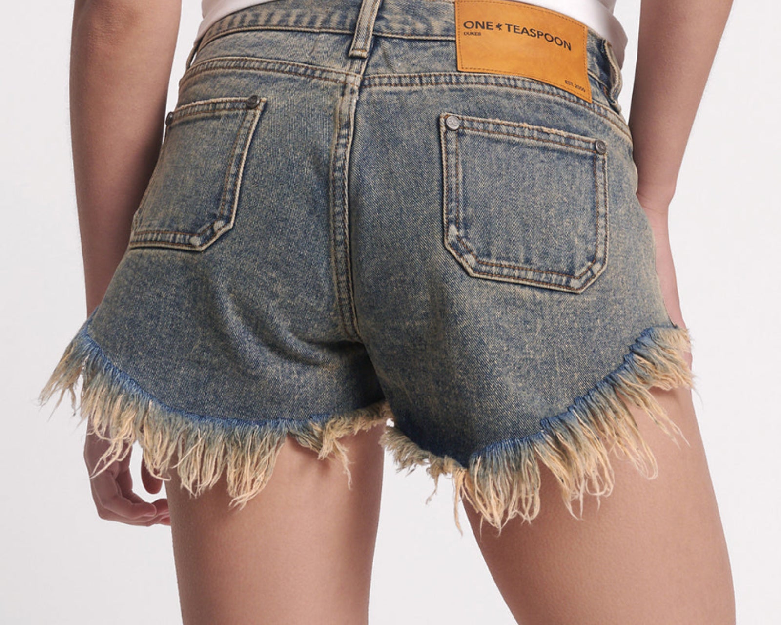 Retro Dukes Low Waist Mini Denim Shorts - Old Blue