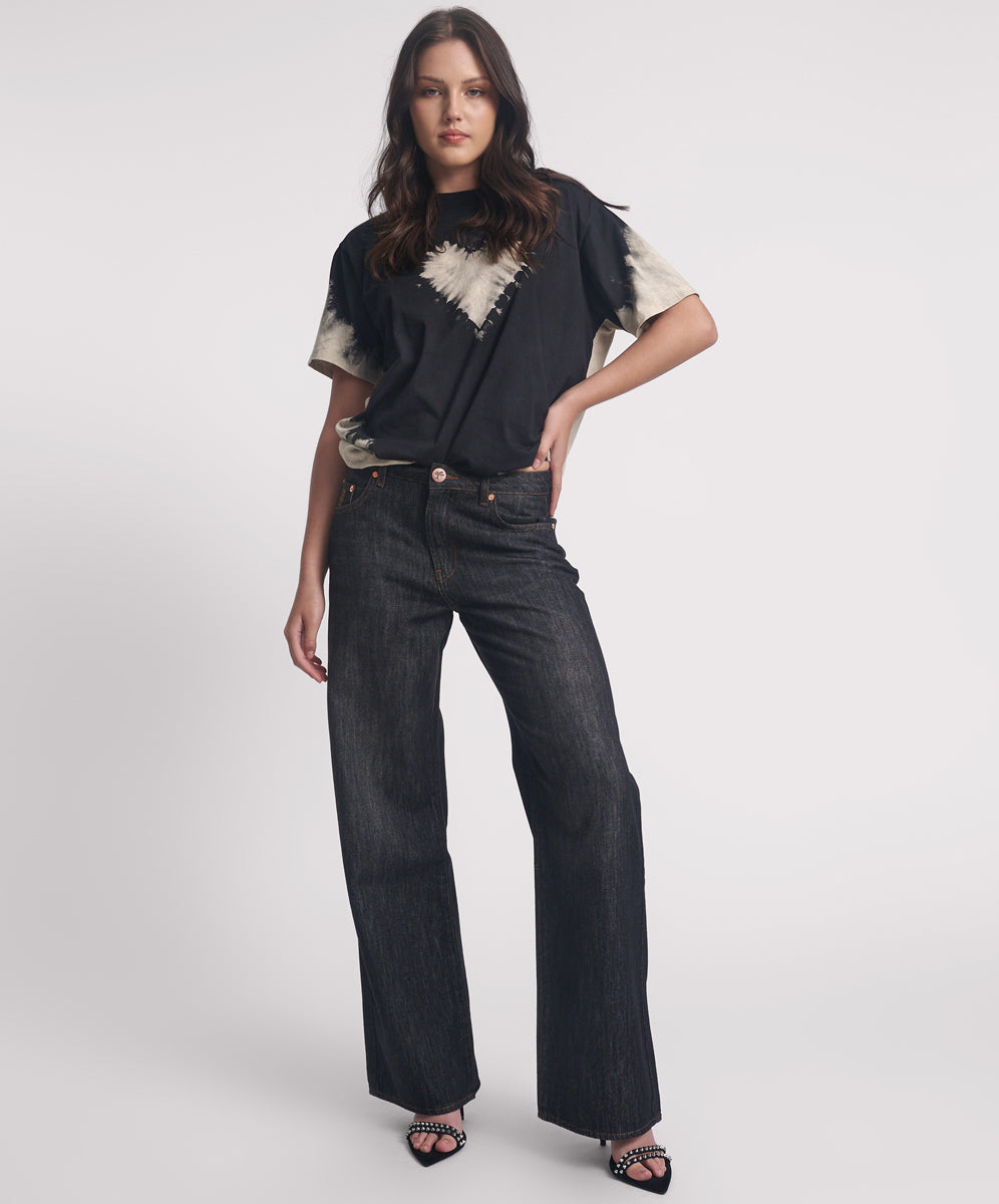 Outlet Jackson Mid Waist Wide Leg Denim Jeans - Raw Black