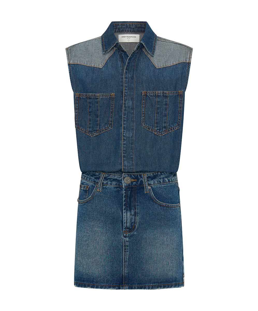 Sloane Mini Denim Dress - Phoenix Blue