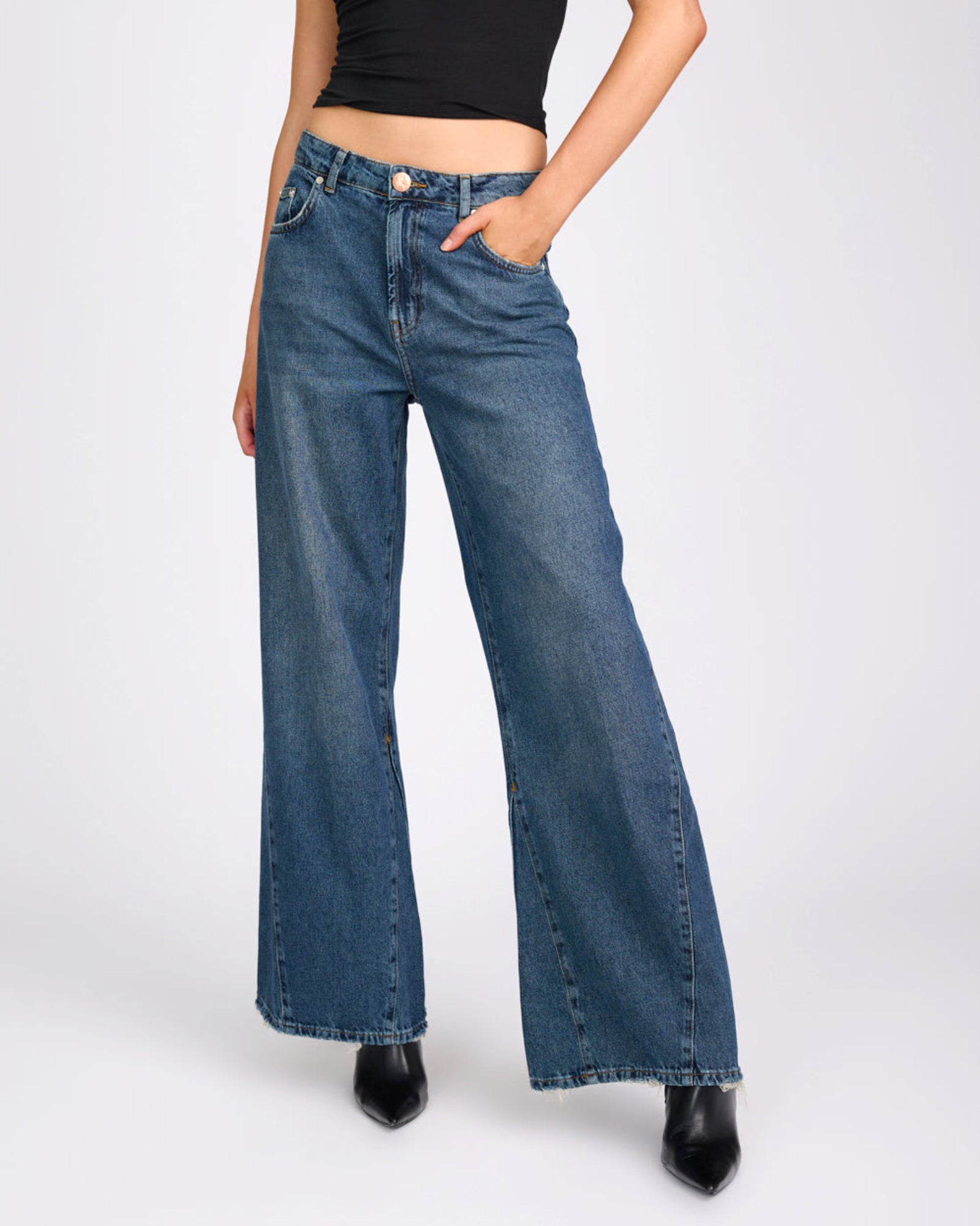 Cruisers Mid Waist Bootcut Flare Denim Jeans - Colorado Blue | One