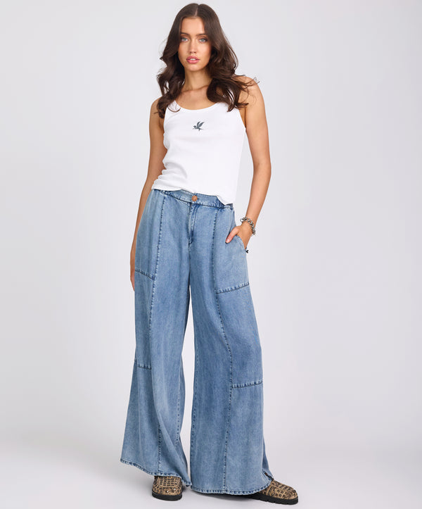 Marissa Tencel Palazzo Pants - Denim Blue