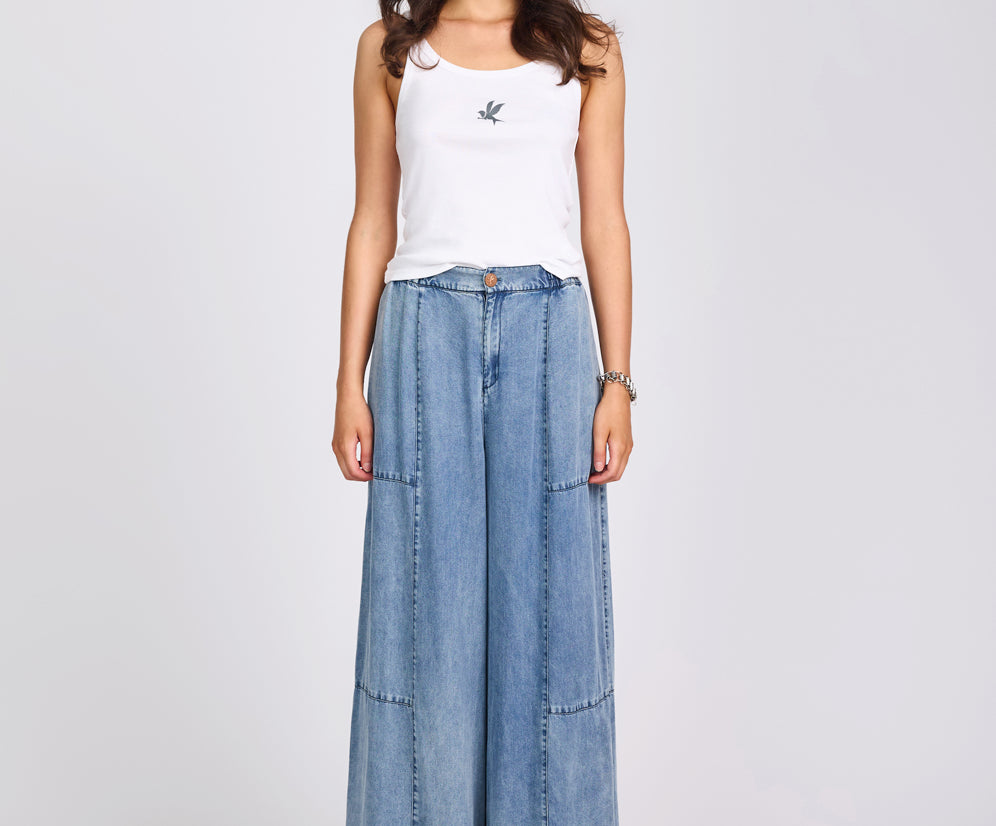 Marissa Tencel Palazzo Pants - Denim Blue