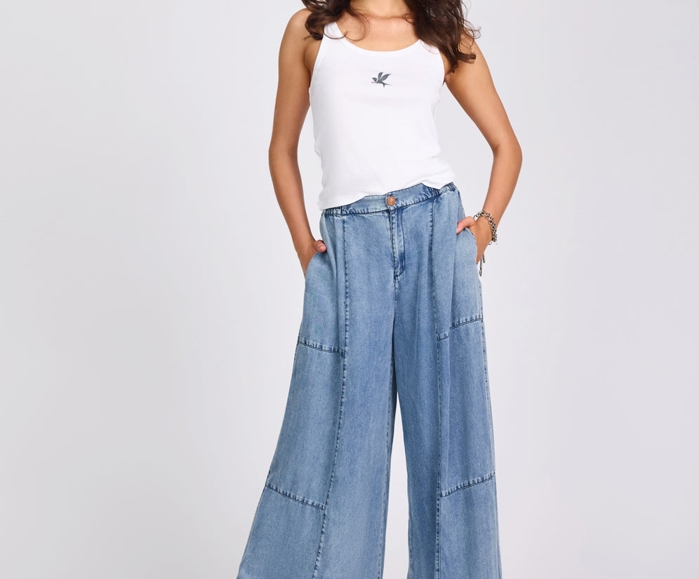 Marissa Tencel Palazzo Pants - Denim Blue