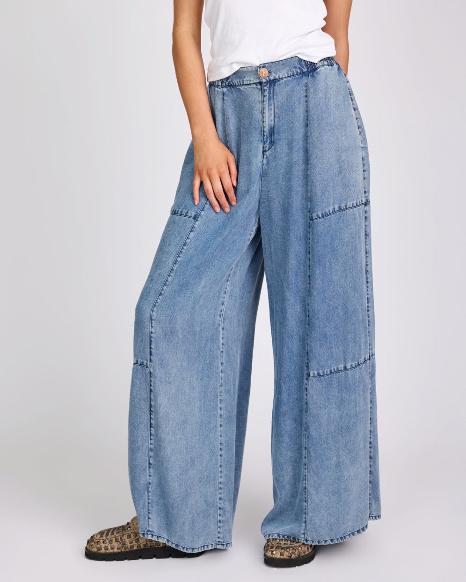 Marissa Tencel Palazzo Pants - Denim Blue | One Teaspoon