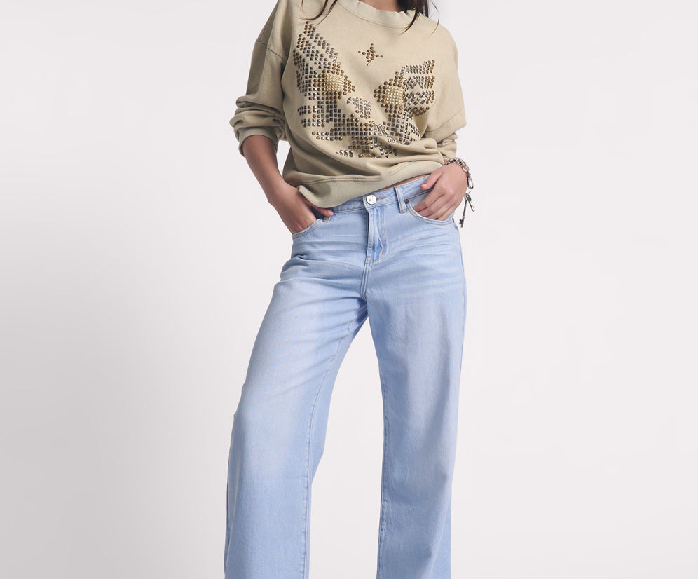 Jackson Mid Waist Wide Leg Denim Jeans - Best Blue