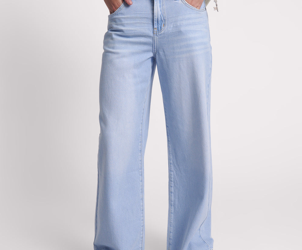 Jackson Mid Waist Wide Leg Denim Jeans - Best Blue
