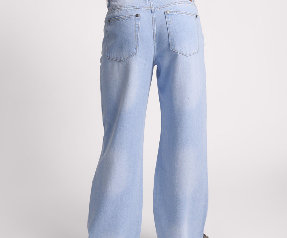 Jackson Mid Waist Wide Leg Denim Jeans - Best Blue