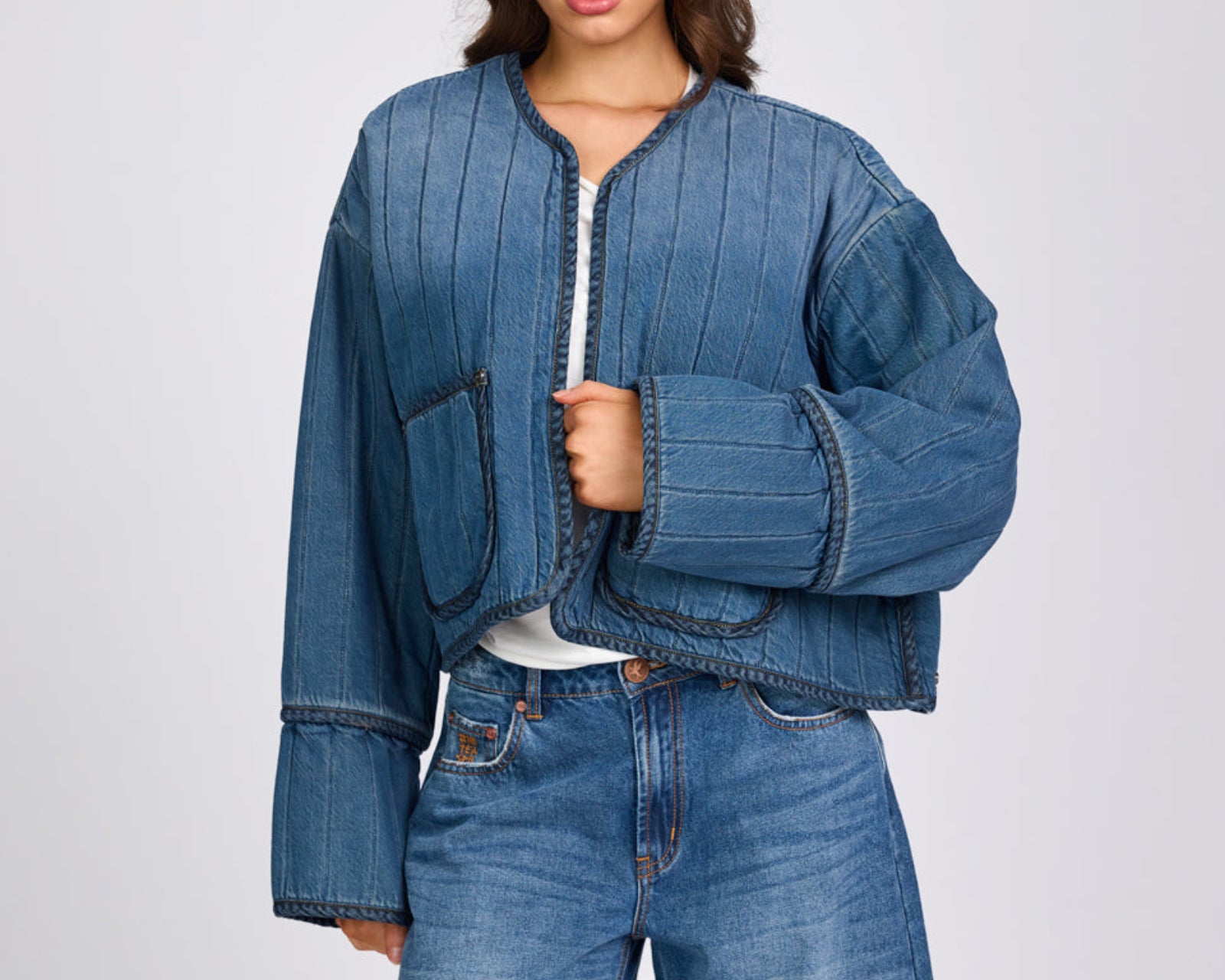 Denim Wadded Jacket - Deep Pacifica Blue