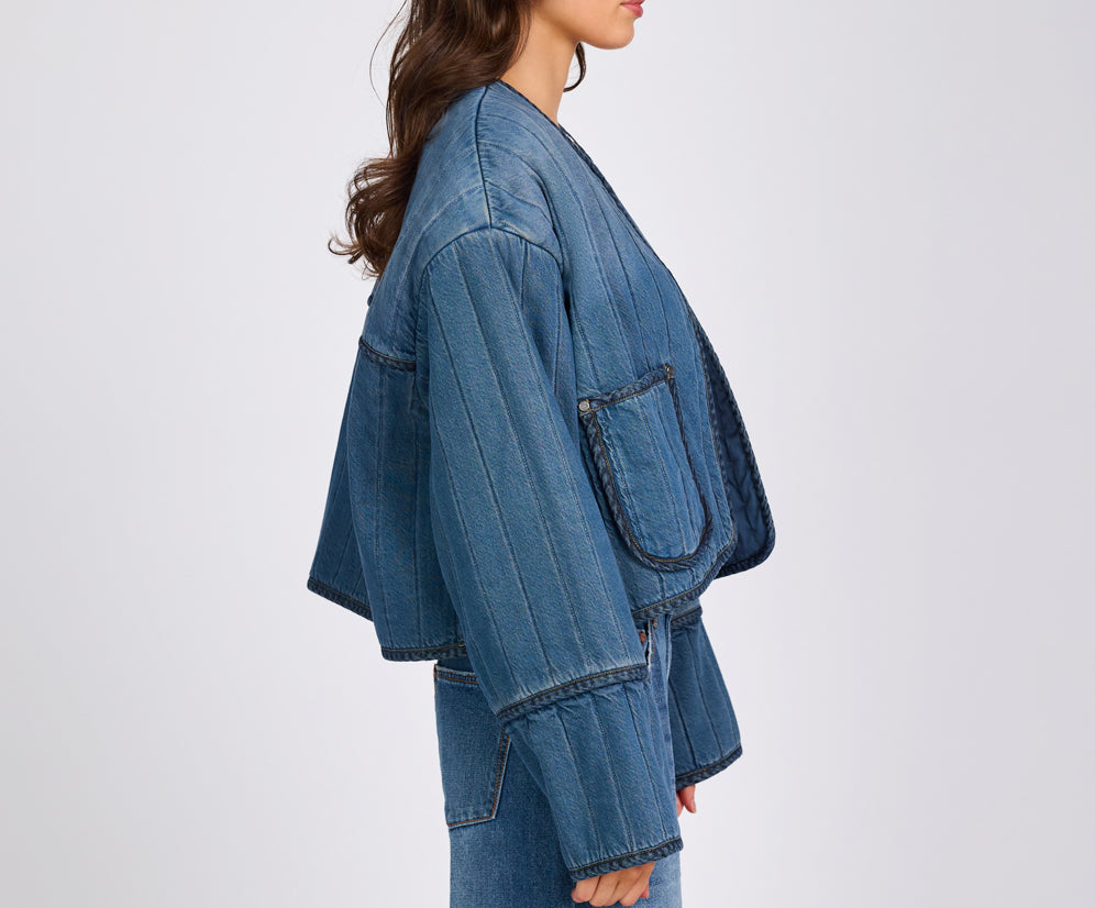Denim Wadded Jacket - Deep Pacifica Blue