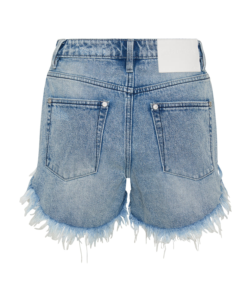 【massnoun】STN DAMAGE WIDE DENIM SHORT PANTS Women's Frayed Casual Denim Shorts High Waisted Button Short