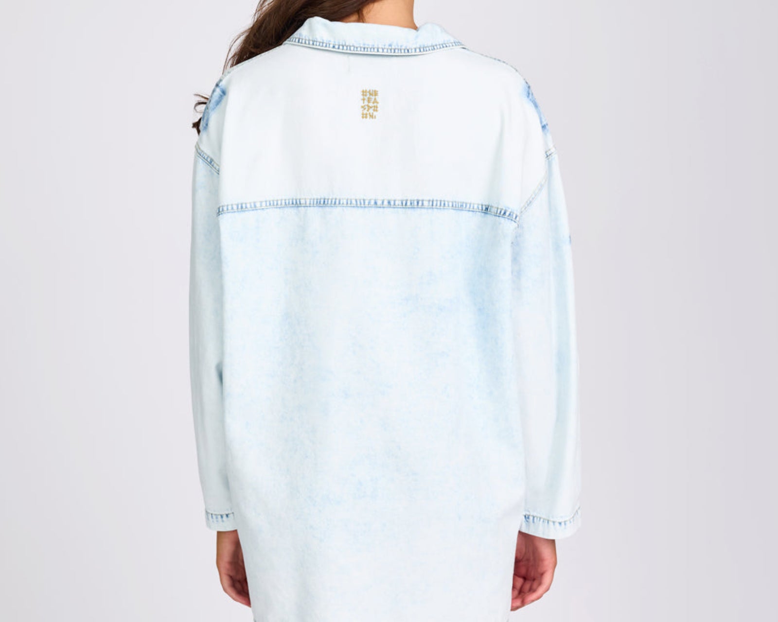Le Captain Star Pullover Denim Mini Shirt Dress - Depeche Blue