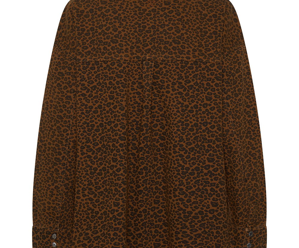 Longline Denim Jacket - Cheetah Print